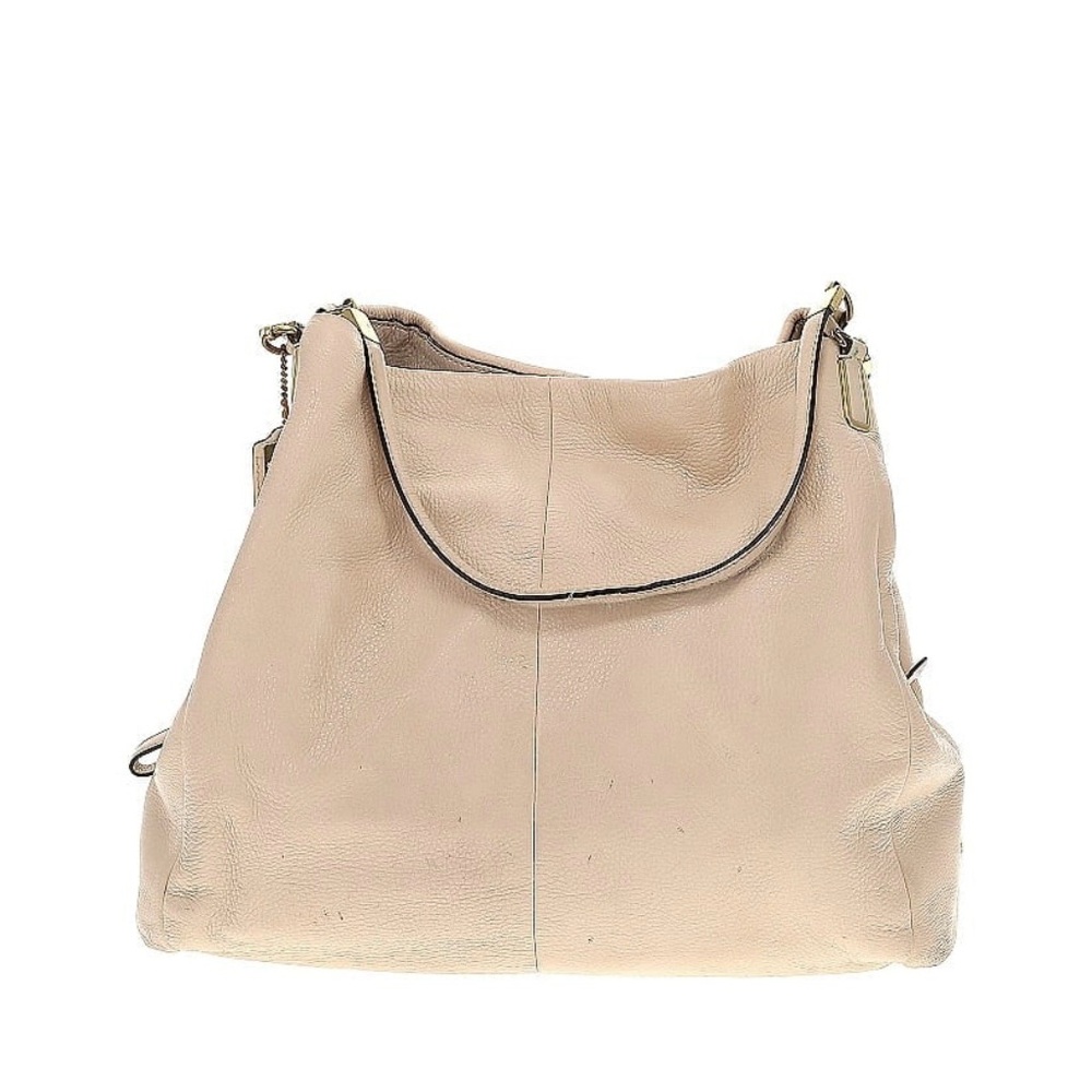 Coach Cream Textured Leather Shoulder Bag with Gold Hardware